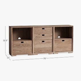 Callum Triple Low Bookcase with Drawer Storage (75")