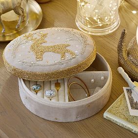 Harry Potter&#8482; Patronus Beaded Velvet Jewelry Box