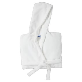 Classic Short Robe with Hood - White