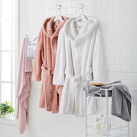 Classic Short Robe with Hood - White