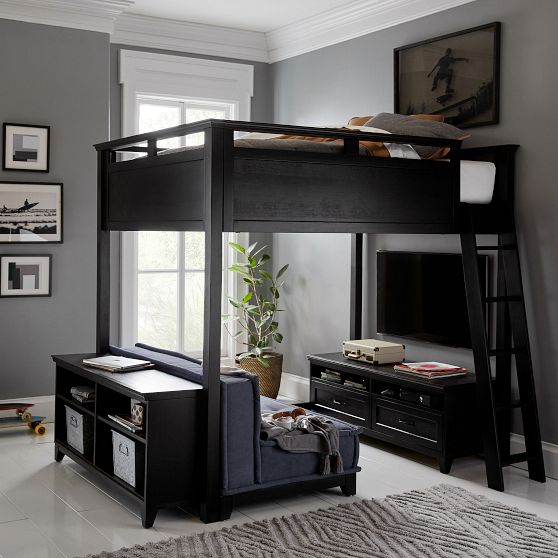 Hampton Loft Bed with Couch Bookcase Pottery Barn Teen