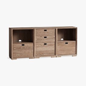 Callum Triple Low Bookcase with Drawer Storage (75")