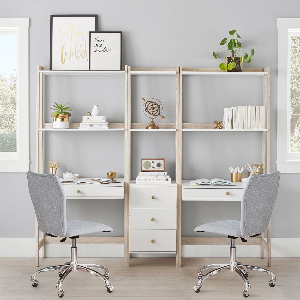 Highland Double Wall Desk &amp; Narrow Bookcase Set (82&quot;)