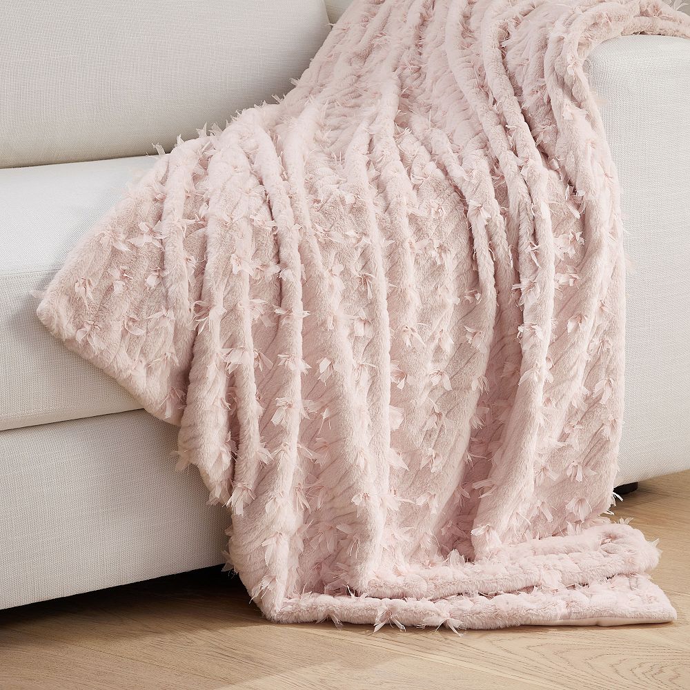 LoveShackFancy Sweet Bows Faux Fur Throw