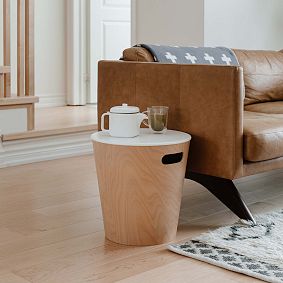 Woodrow Storage Stool, Natural/White