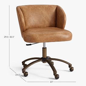 Open Box:  Vegan Leather Caramel Wingback Swivel Desk Chair