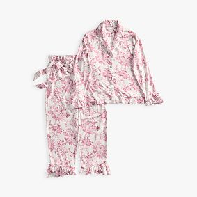 LoveShackFancy Damask Ruffle Long Sleeve Pajama