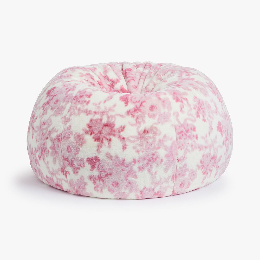 Large LoveShackFancy Floral Damask Faux Fur Bean Bag Chair