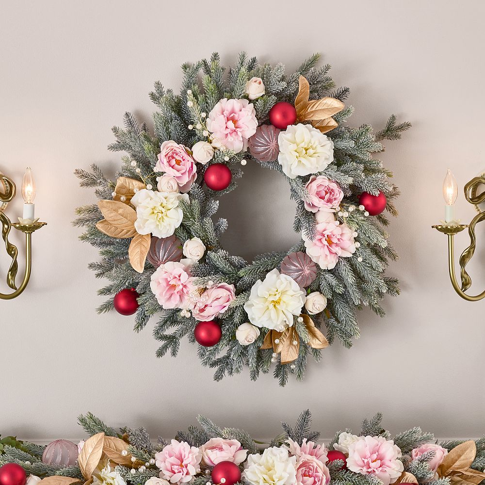 LoveShackFancy Floral Seasonal Wreath (29&quot;)