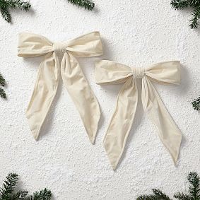 LoveShackFancy Velvet Ivory Bow Clip On Ornaments - Set of 2