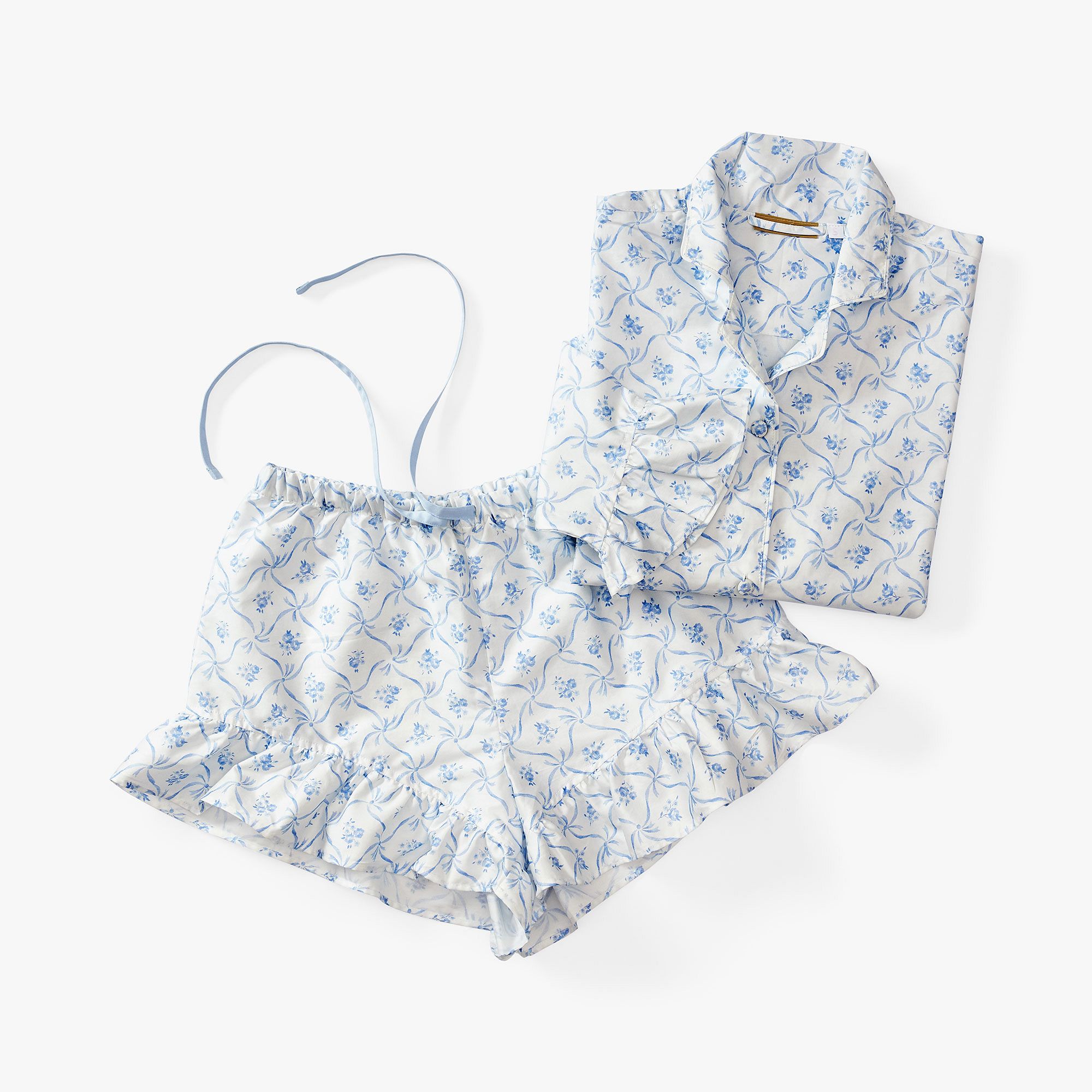 LoveShackFancy Floral Trellis Sateen Pajama Set