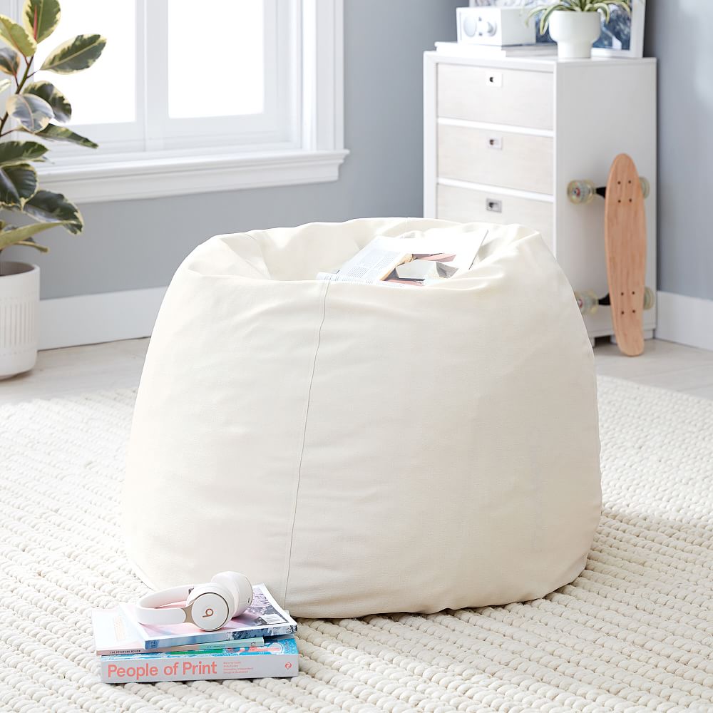Chenille Washed Ivory Bean Bag Chair