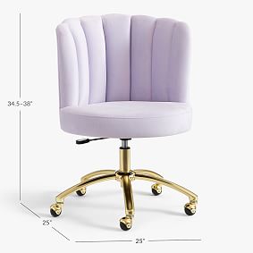 Lustre Velvet Lilac Channel Stitch Swivel Desk Chair