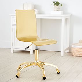 Gold Glitter Acrylic Swivel Desk Chair