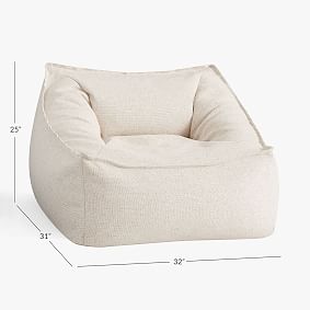 Large Tweed Ivory Modern Bean Bag Lounger