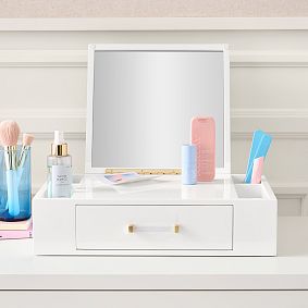 Elle Get Ready Pop-Up Mirror With Storage (16&quot;x16&quot;)