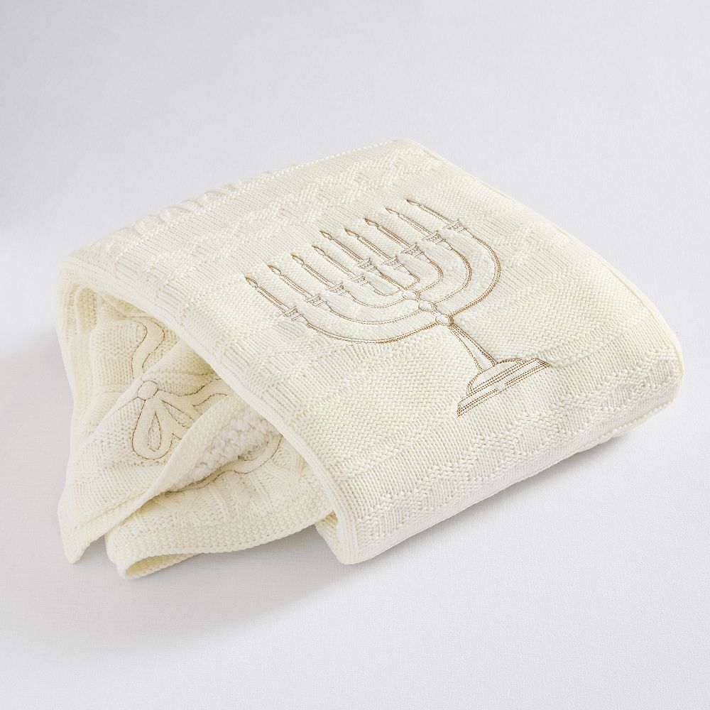 LoveShackFancy Hanukkah Heirloom Throw - 40x50, Ivory/Gold