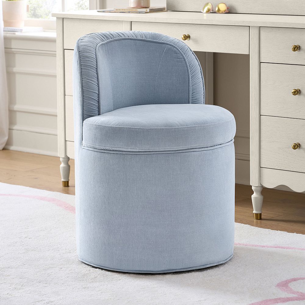 Piped Swivel Vanity Chair with Storage