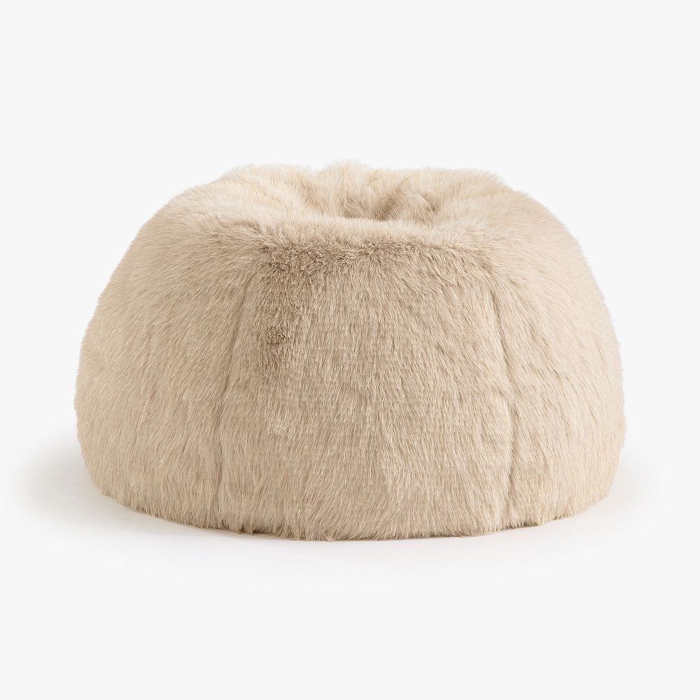 Large Sparkle Faux Fur Taupe Bean Bag Chair