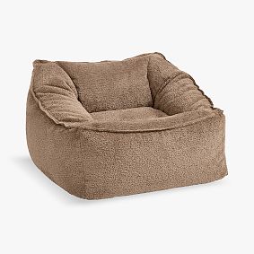 Large Low Pile Faux Fur Light Brown Modern Bean Bag Lounger