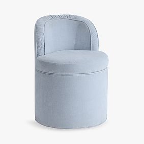 Piped Swivel Vanity Chair with Storage