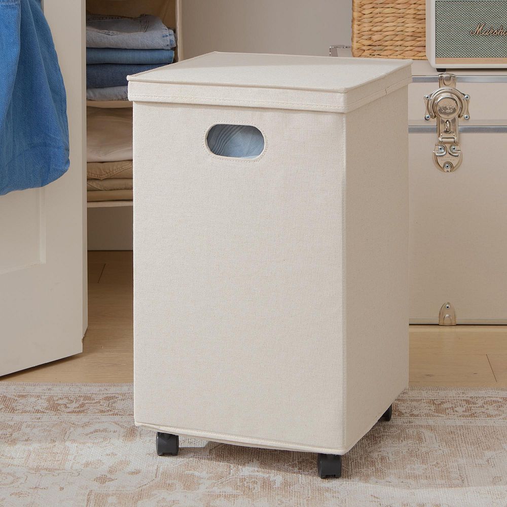 Rolling Lidded Laundry Hamper - Oat