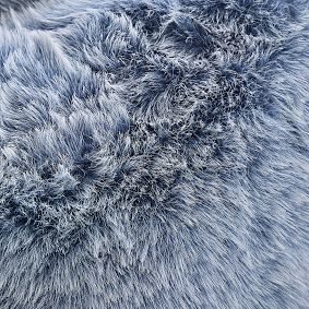 Large Feathery Faux Fur Chambray Bean Bag Chair Slipcover Only