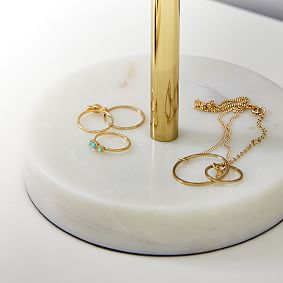 Marble and Gold Storage Vanity Mirror