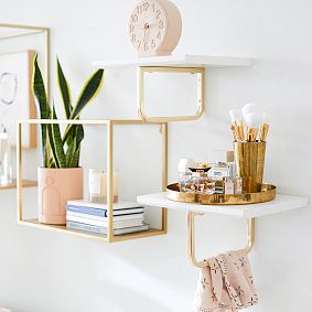 Metallic Trim Shelf with Clothing Bar