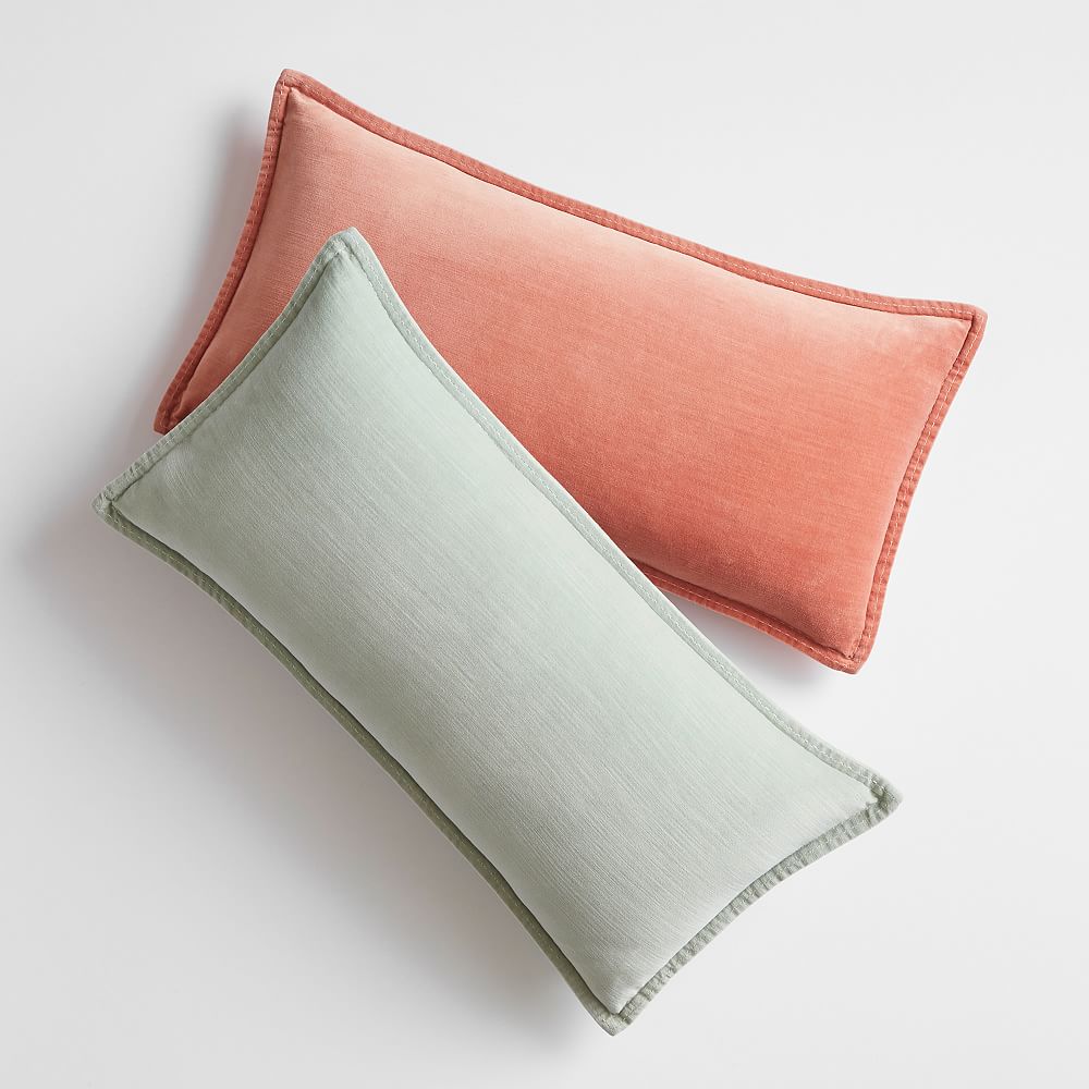 west elm x pbdorm Washed Cotton Velvet Lumbar Pillow Cover