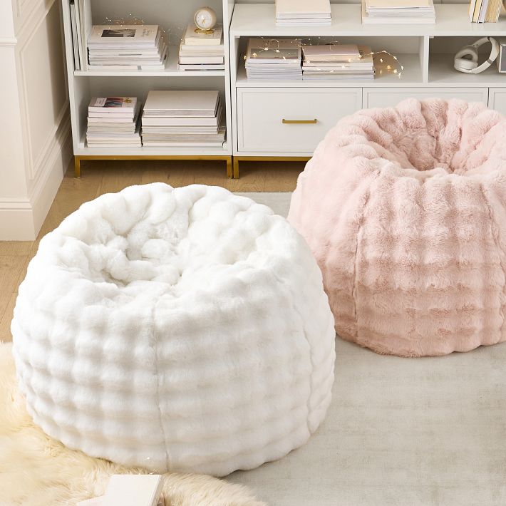 Large Marshmallow Faux Fur Bean Bag Slipcover | Pottery Barn Teen