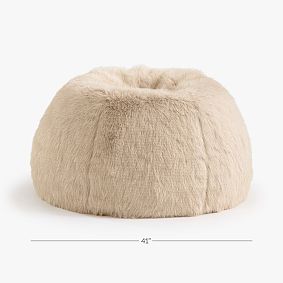 Large Sparkle Faux Fur Taupe Bean Bag Chair Slipcover Only