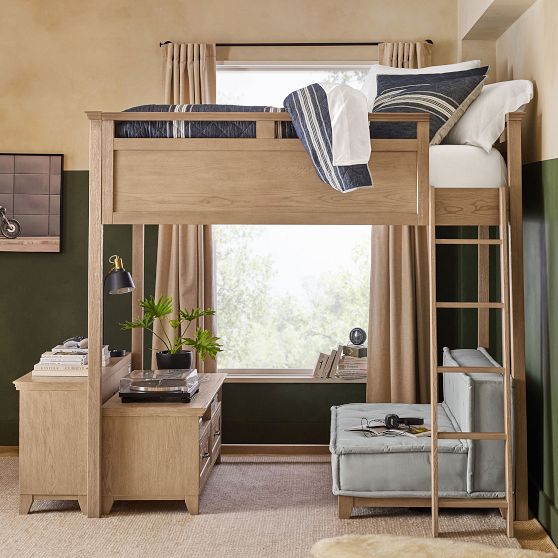 Hampton Loft Bed with Couch Bookcase Pottery Barn Teen