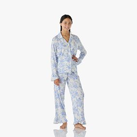 LoveShackFancy Damask Ruffle Long Sleeve Pajama