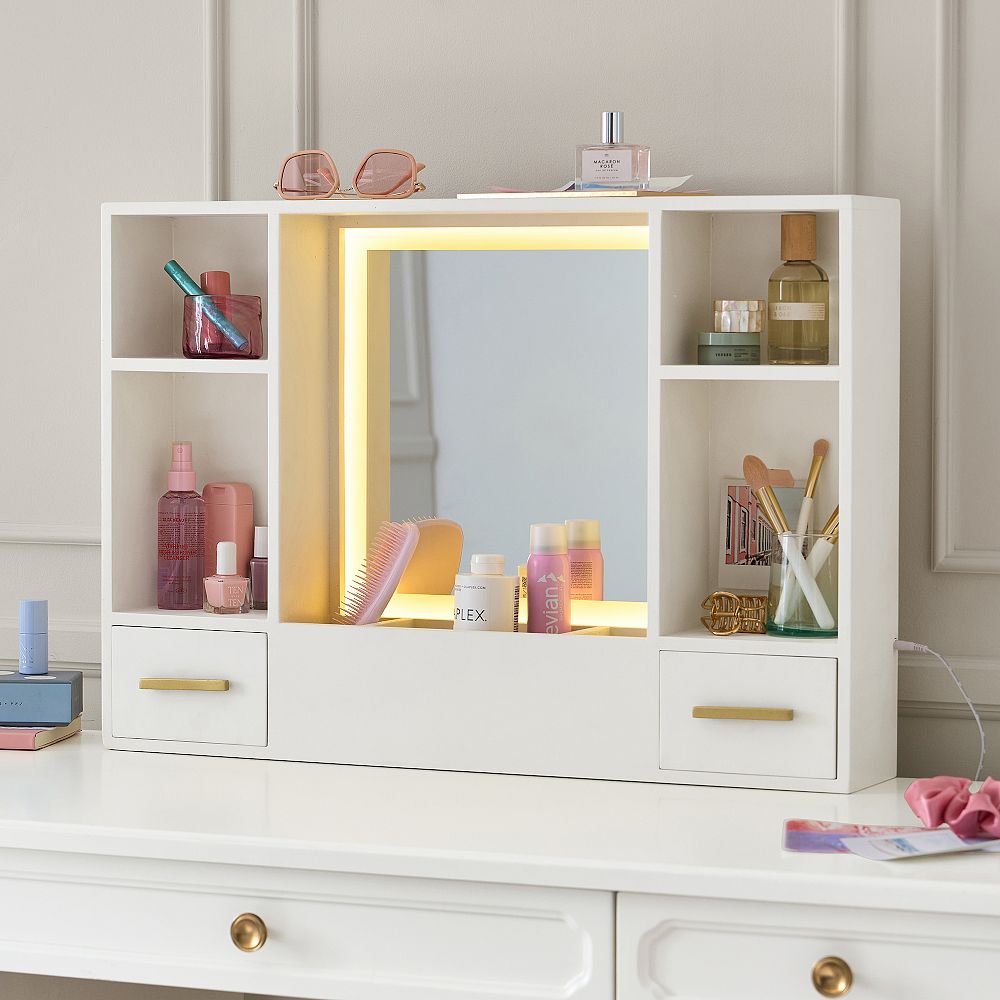 Glam Light-Up Desktop Vanity With Storage (20&quot;x29&quot;)