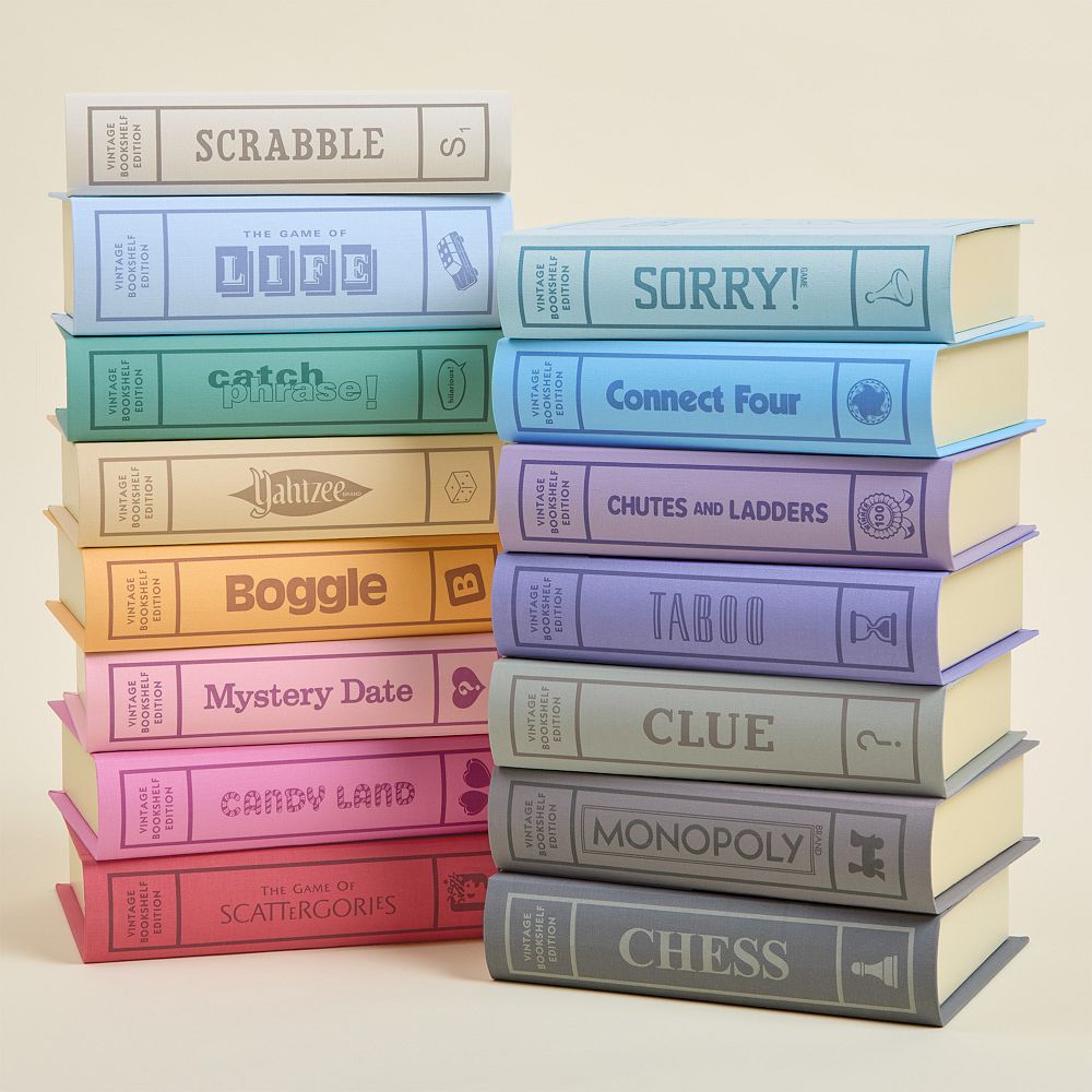 Vintage Bookshelf Board Game Collection - Set of 15