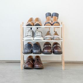 Wood/Metal Expandable Shoe Rack