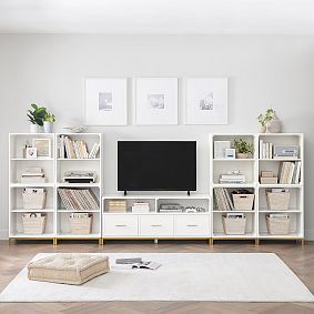 Blaire Media Double Bookcase with Cubbies (160&quot;)