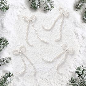 LoveShackFancy Pearl Bow Ornaments - Set of 4