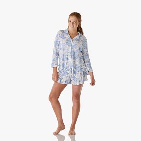 LoveShackFancy Garden Damask Ruffle Short Pajama Set