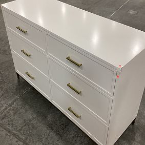 Open Box: Blaire 6-Drawer Wide Dresser (56&quot;W x 19&quot;D) - Simply White, Gold