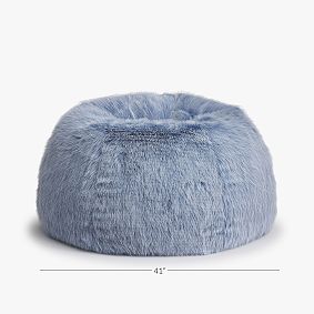 Large Feathery Faux Fur Chambray Bean Bag Chair Slipcover Only