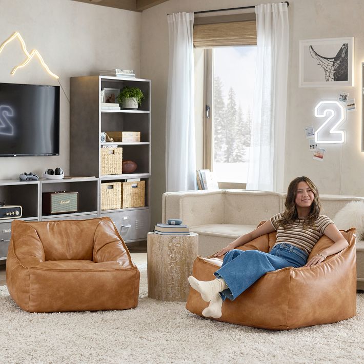 Faux Leather Caramel Modern Bean Bag Lounger Collection