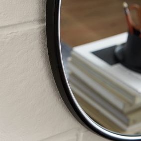 No Nails Round Metal Framed Mirror (24&quot;)
