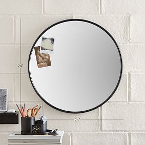 No Nails Round Metal Framed Mirror (24&quot;)