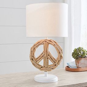 Driftwood Peace Sign Table Lamp