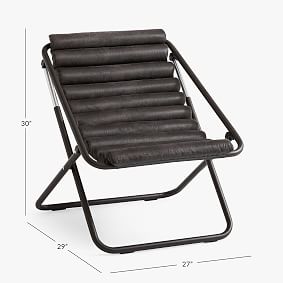 Textured Faux Suede Charcoal Channeled Sling Chair