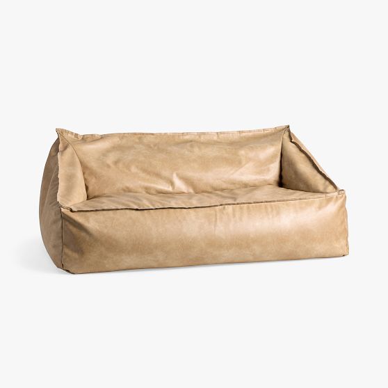 Faux Leather Cream Double Modern Bean Bag Lounger