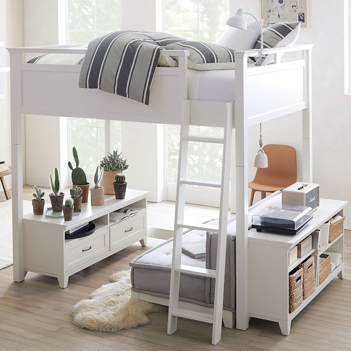 Hampton Loft Bed with Couch Bookcase Pottery Barn Teen