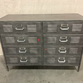 Open Box: Locker 8-Drawer Wide Dresser (47.5&quot;W x 19&quot;D) - Gray Metal